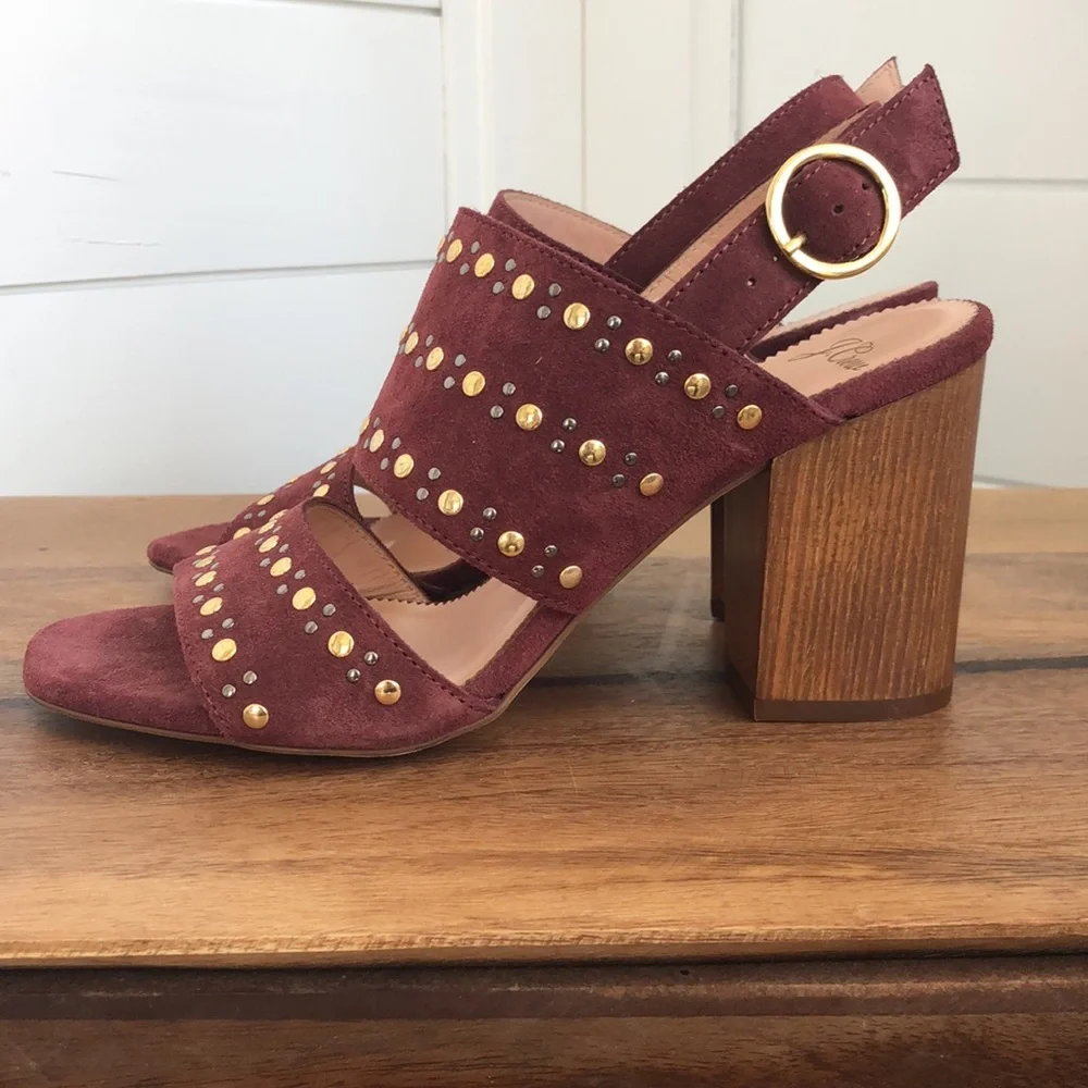 New J. Crew Made in Italy Leather Block heel Sandals. - Picture 9 of 17